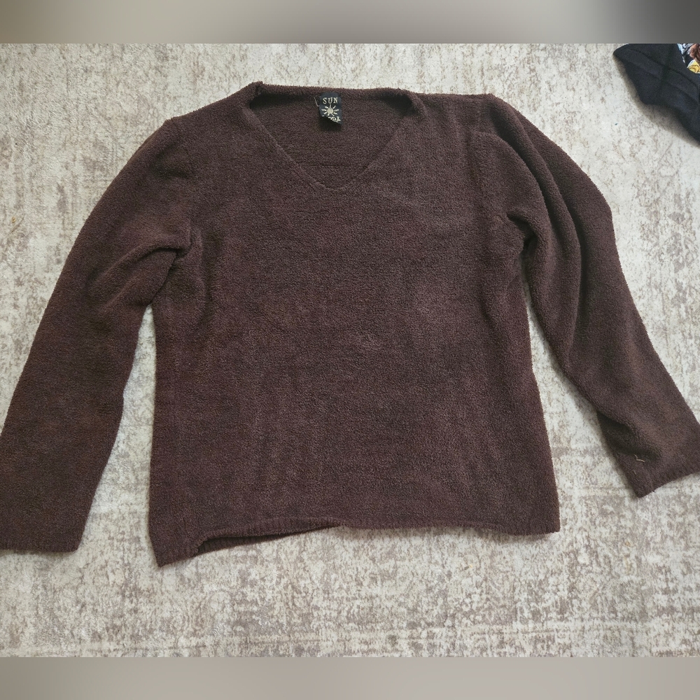 Brown Fuzzy Comfortable Soft Large Sun Moda Shirt